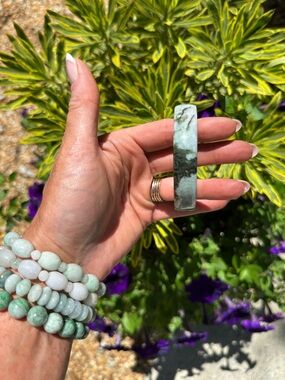 🌿 Natural Burmese Jade 🌿 Statement Bangle Bracelet Modern Minimalist Square Cut